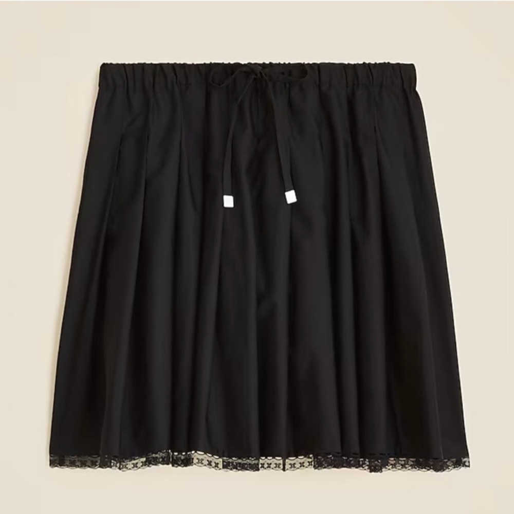 NWT J. Crew Tall Pleated Tie-waist Mini Skirt Black